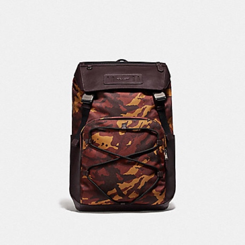NEW ‼️ COACH MEN TERRAIN BACKPACK RUST CAMO PRINT
